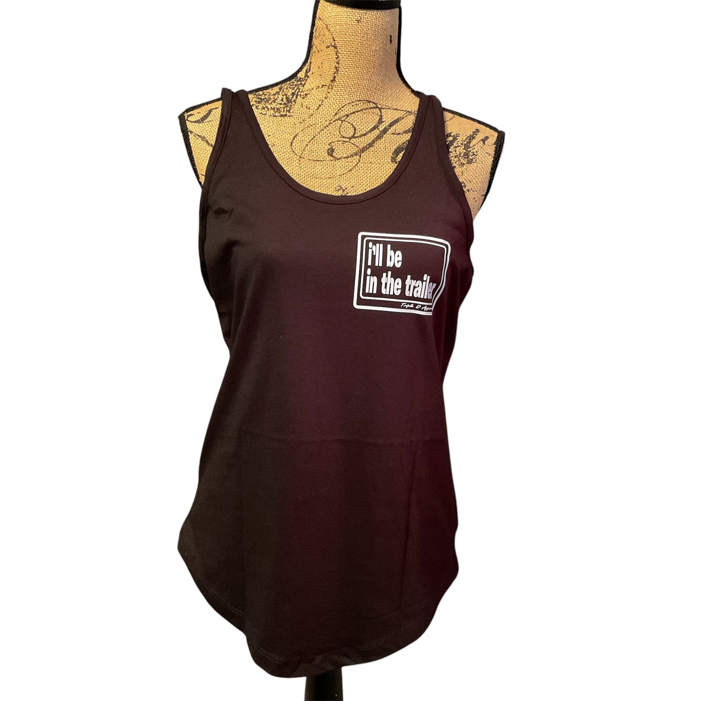 i’ll be in the trailer Crest Racer Back Black